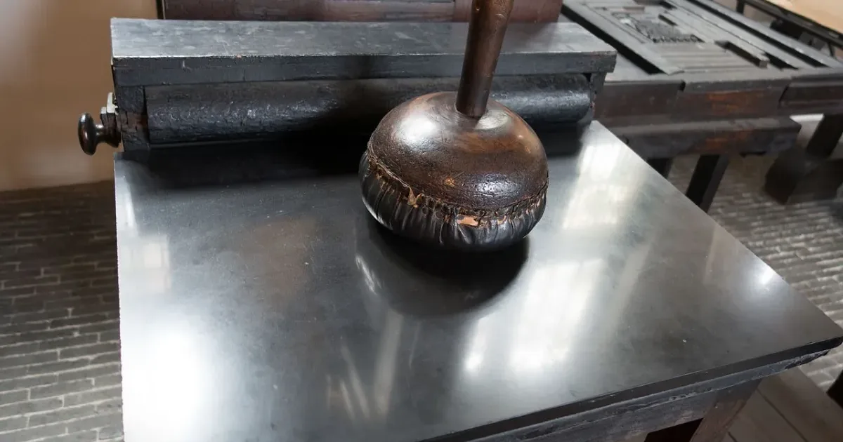 Antique leather ink dauber tool used in early printing