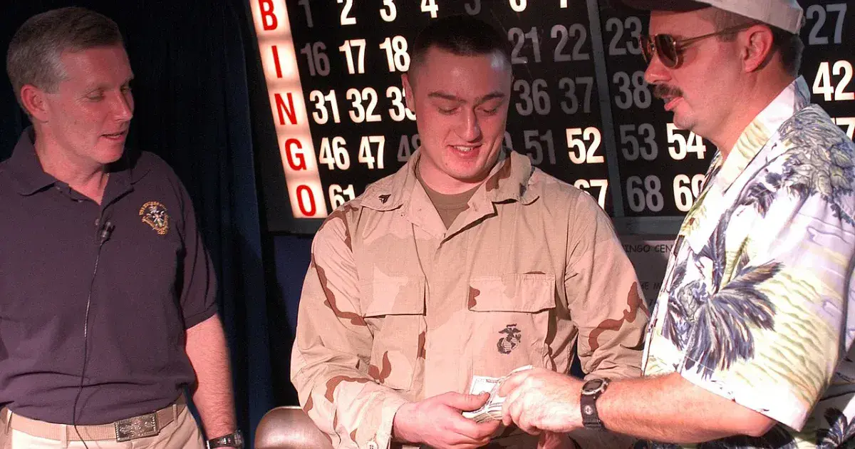 Bingo tournament prize winner receiving award