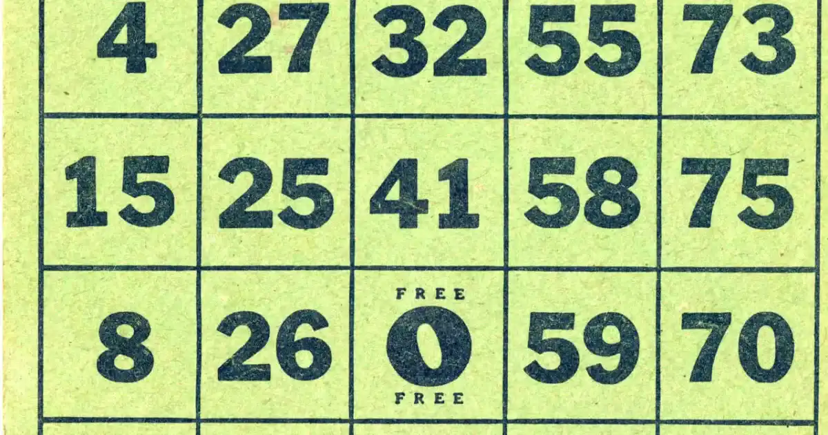 Classic green bingo card with numbers and free spot in center