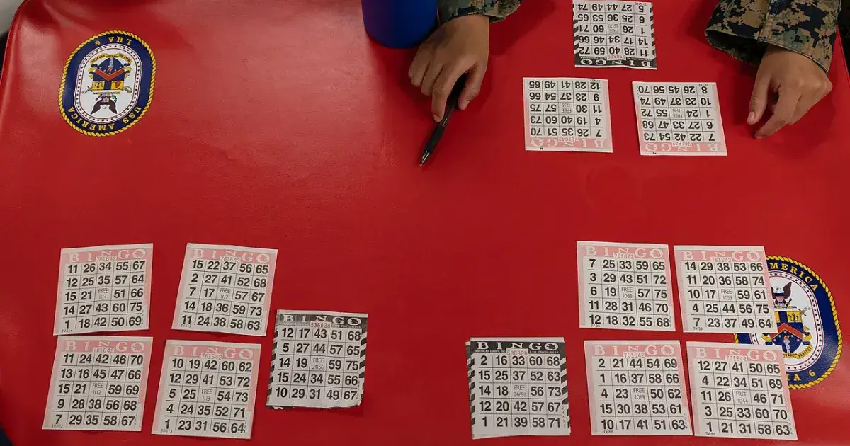 Bingo night event with large number display screen