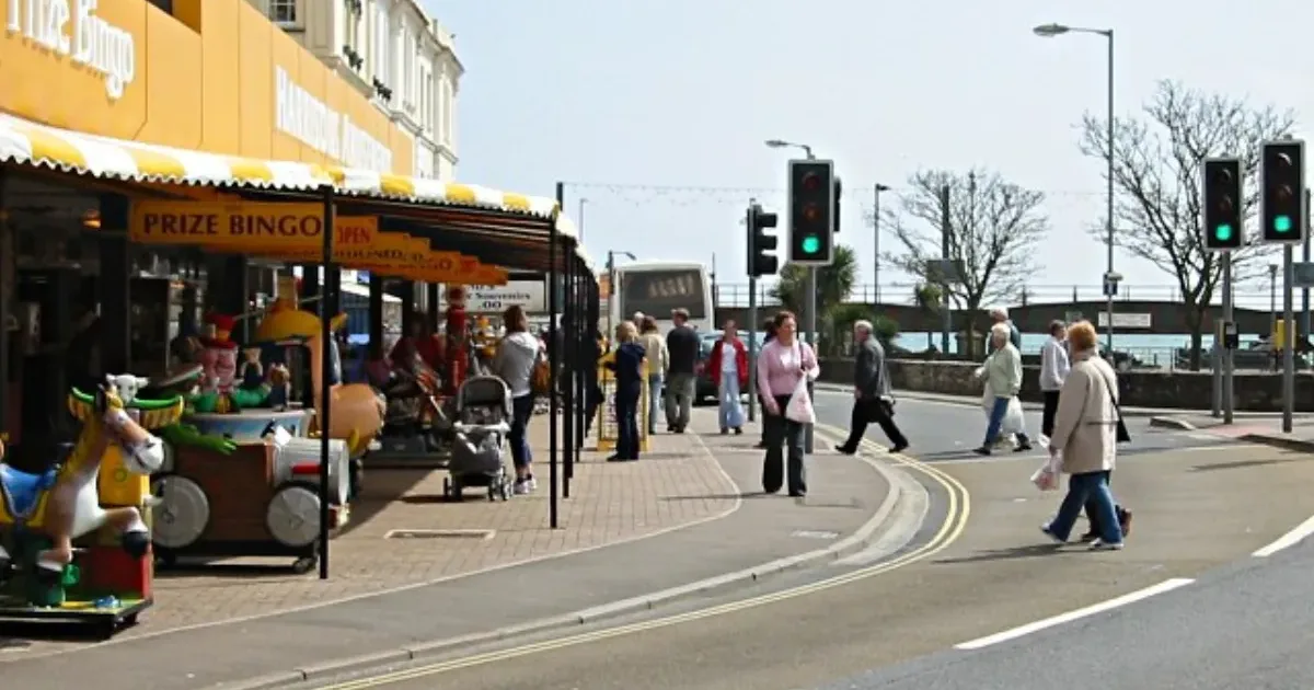 Prize bingo and amusements at a seaside town