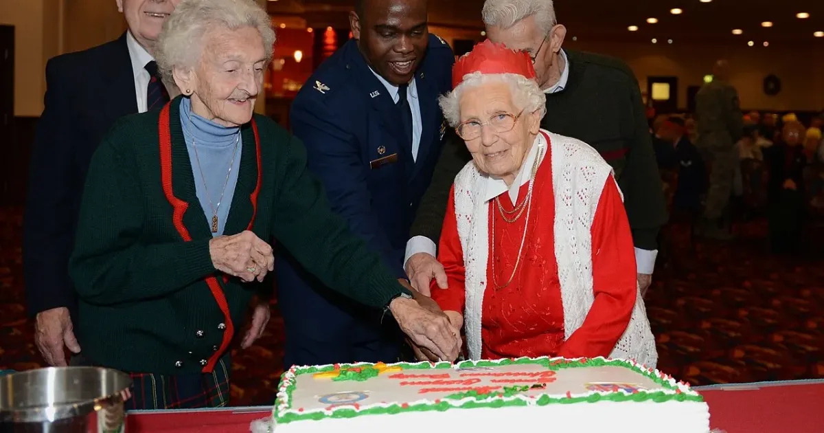 Senior citizens at a Christmas bingo party event