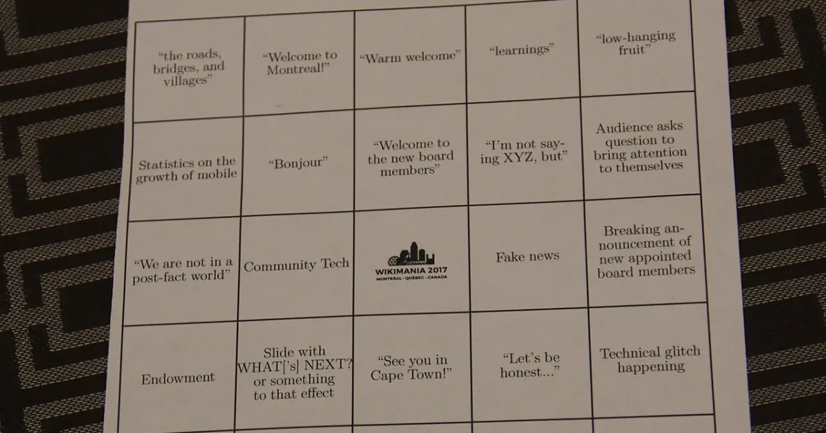 Custom bingo card created for a conference event